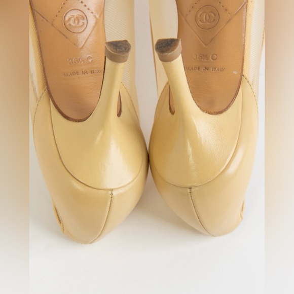 SOLD— Chanel Beige Mesh Heels - Picture 6 of 10